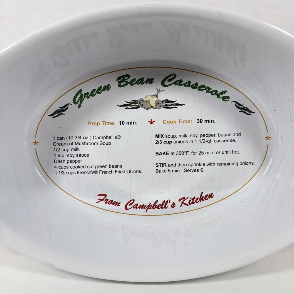 Campbells Green Bean Casserole 50th Anniversary Dish Oval Baker Recipe 2005